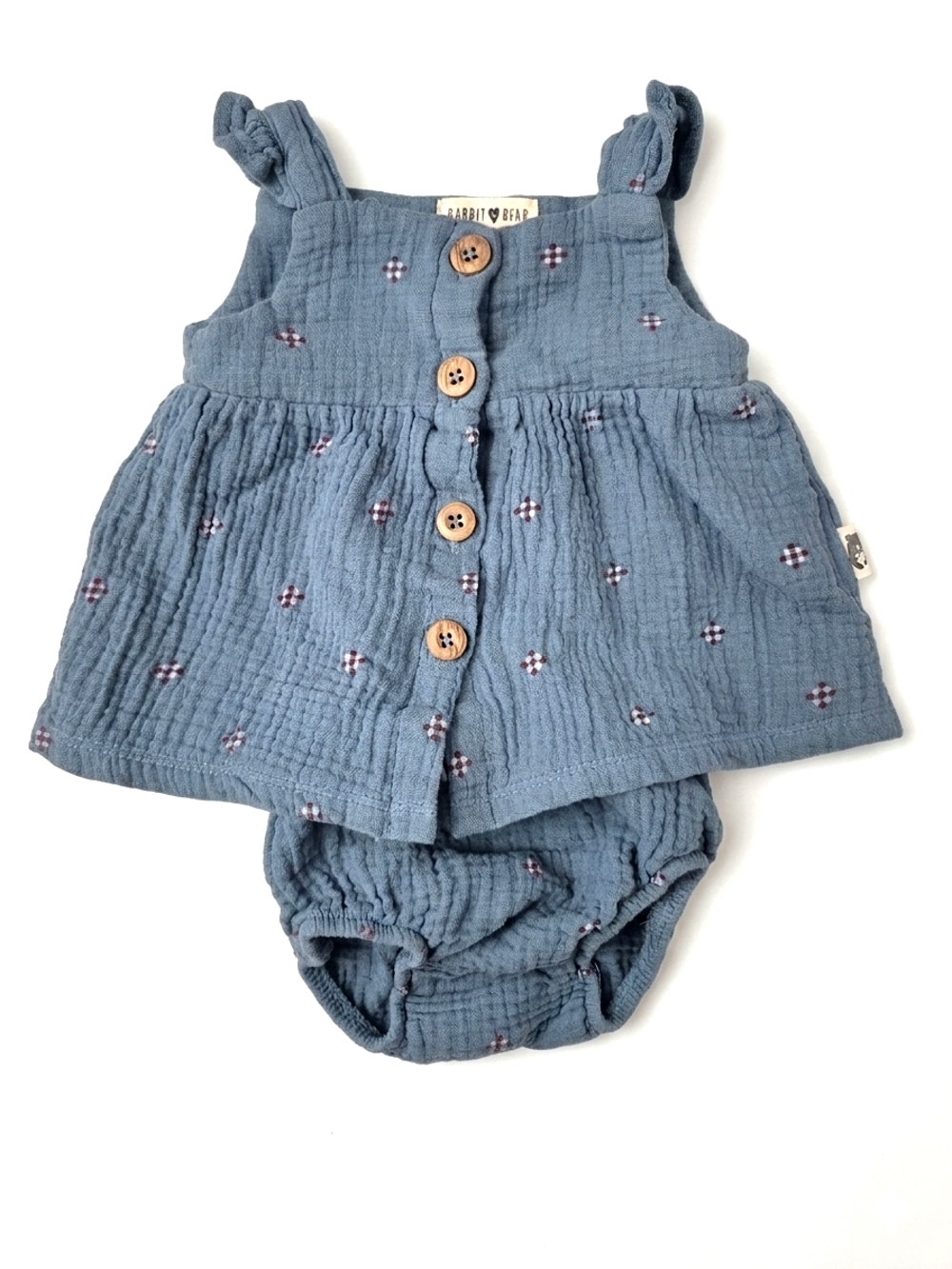Rabbit + Bear Organic Blue Gauze 2pc Set - 3-6M